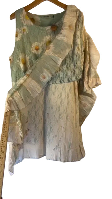Origami Lace Sunflower Green Sleeveless XL Dress