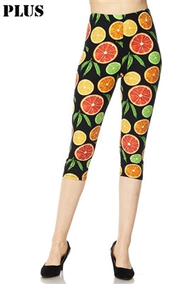 Capri leggings - oranges and lemons