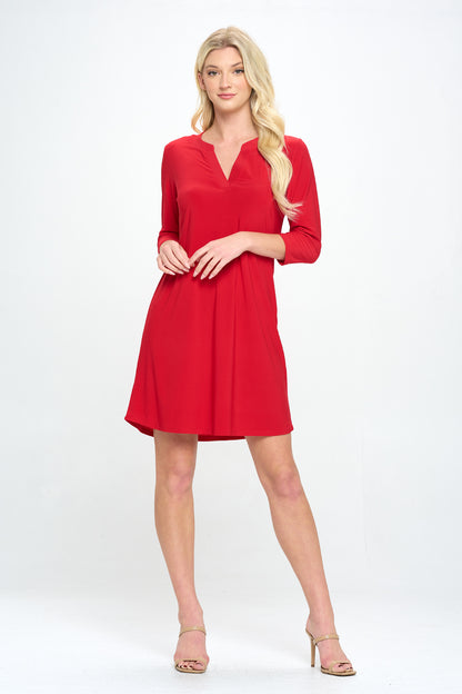 HIT Notch Neck Quarter Sleeve Dress (QS)