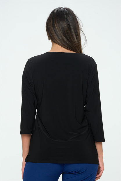 Jostar Point V-Neck 3/4 Sleeve Top