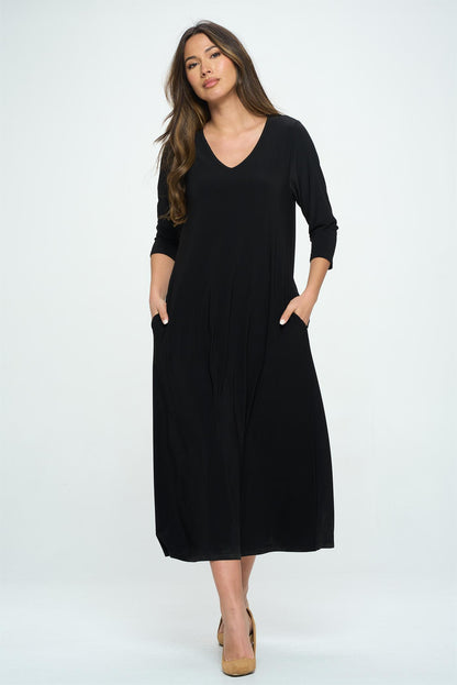 Jostar HIT V-Neck Long Dress W/Pocket (QS)