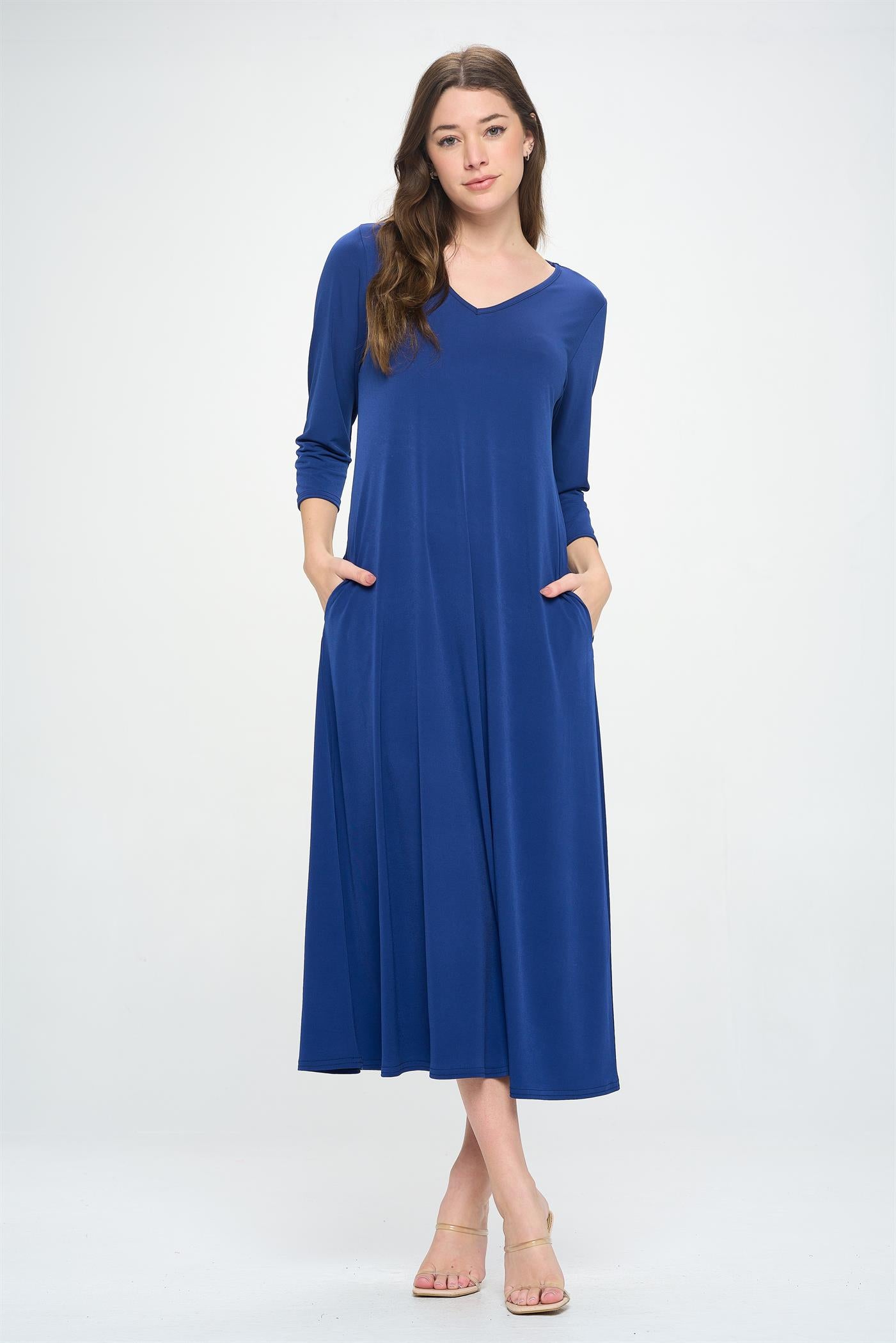 Jostar HIT V-Neck Long Dress W/Pocket (QS)