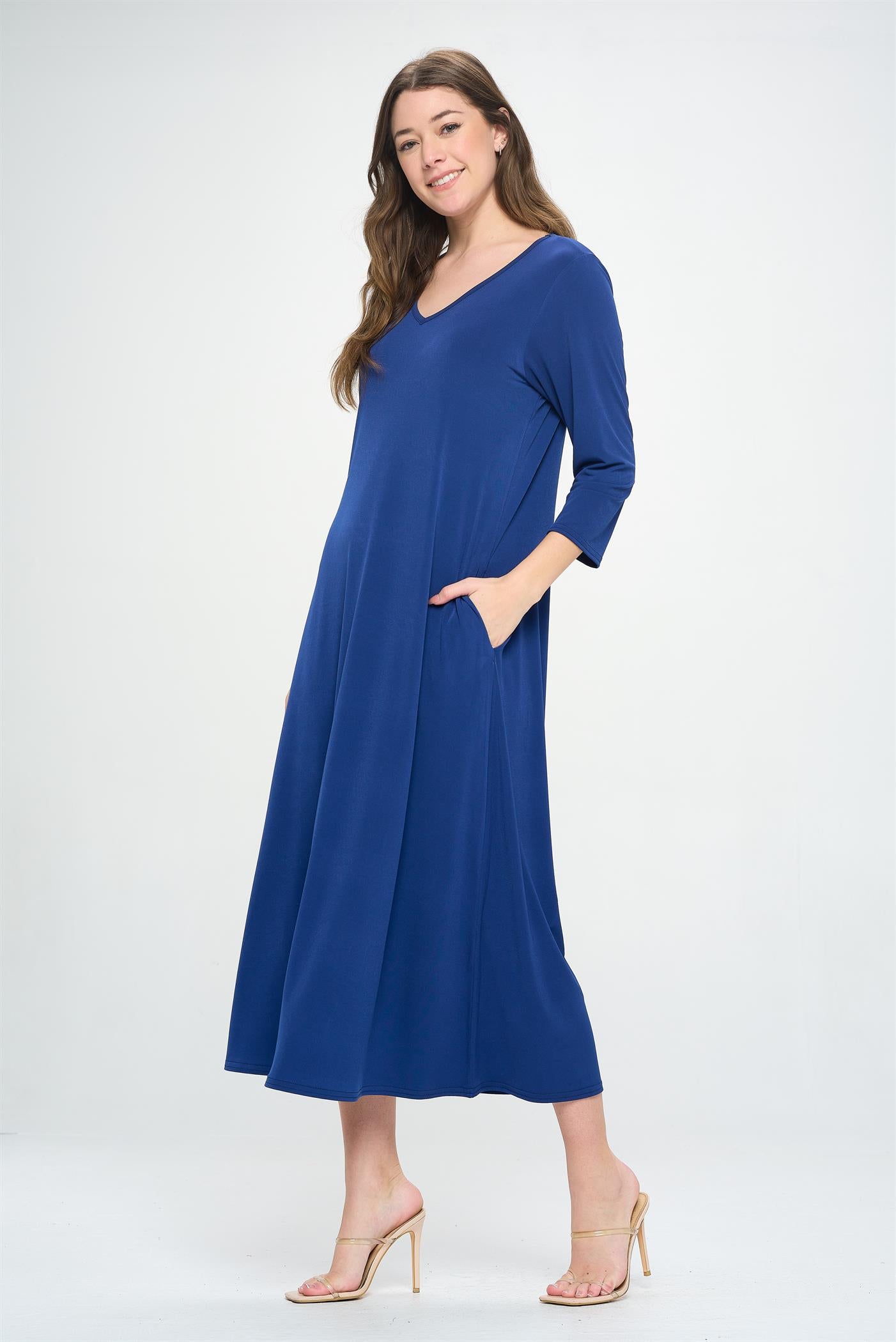 Jostar HIT V-Neck Long Dress W/Pocket (QS)