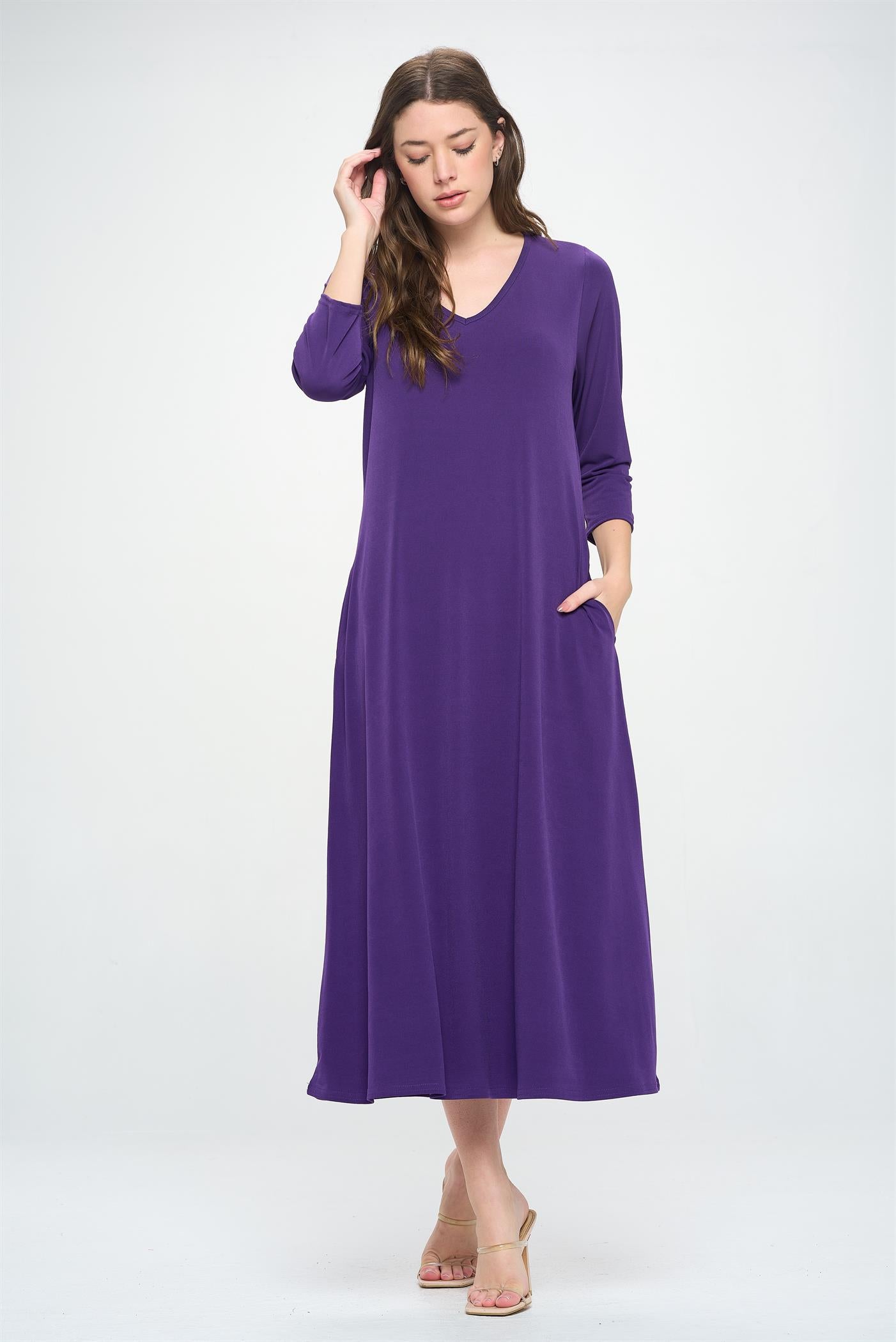 Jostar HIT V-Neck Long Dress W/Pocket (QS)