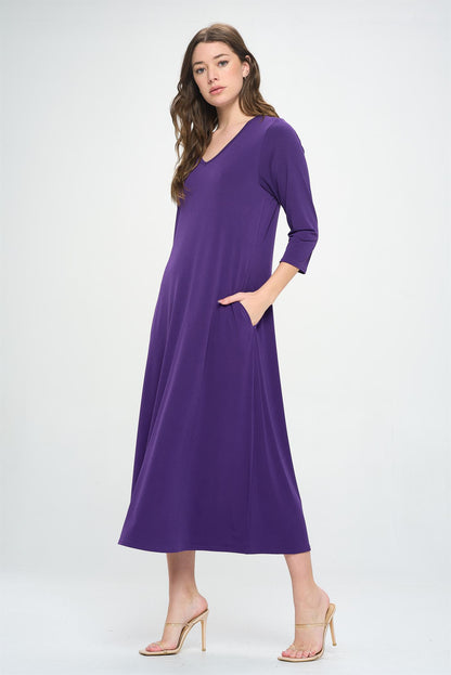 Jostar HIT V-Neck Long Dress W/Pocket (QS)