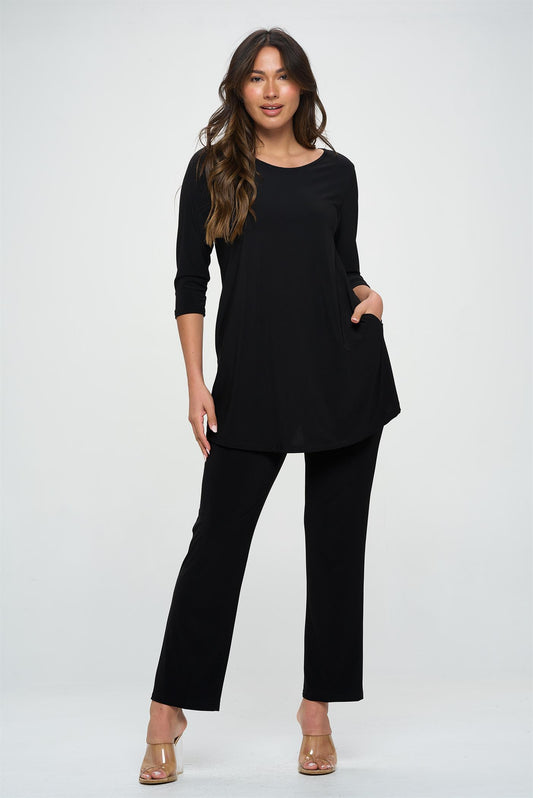 Jostar HIT Round Neck Tunic w/Pocket Quarter Sleeve 3086HT-QXS1-K