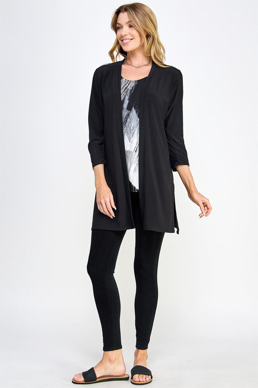 Jostar Black Quarter Sleeve Duster Cardigan