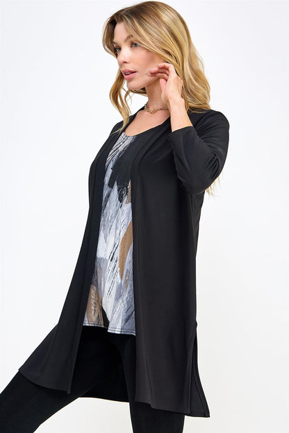 Jostar Black Quarter Sleeve Duster Cardigan