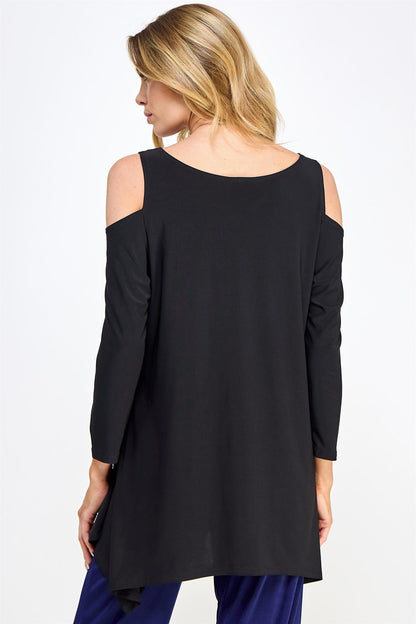 Jostar Black cold shoulder sharkbite top