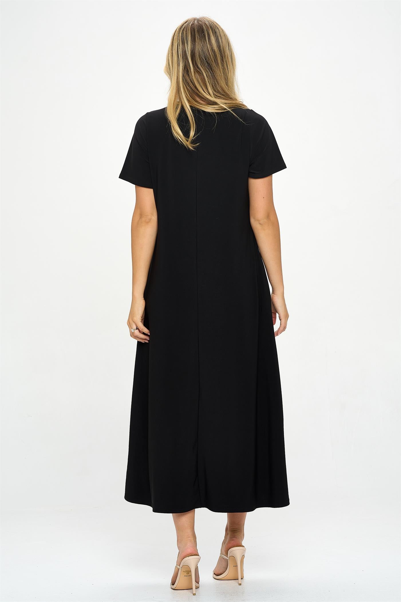 Jostar HIT V-Neck Long Dress W/Pocket (SS)(Pkt)