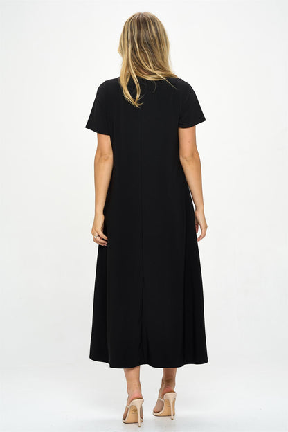 Jostar HIT V-Neck Long Dress W/Pocket (SS)(Pkt)