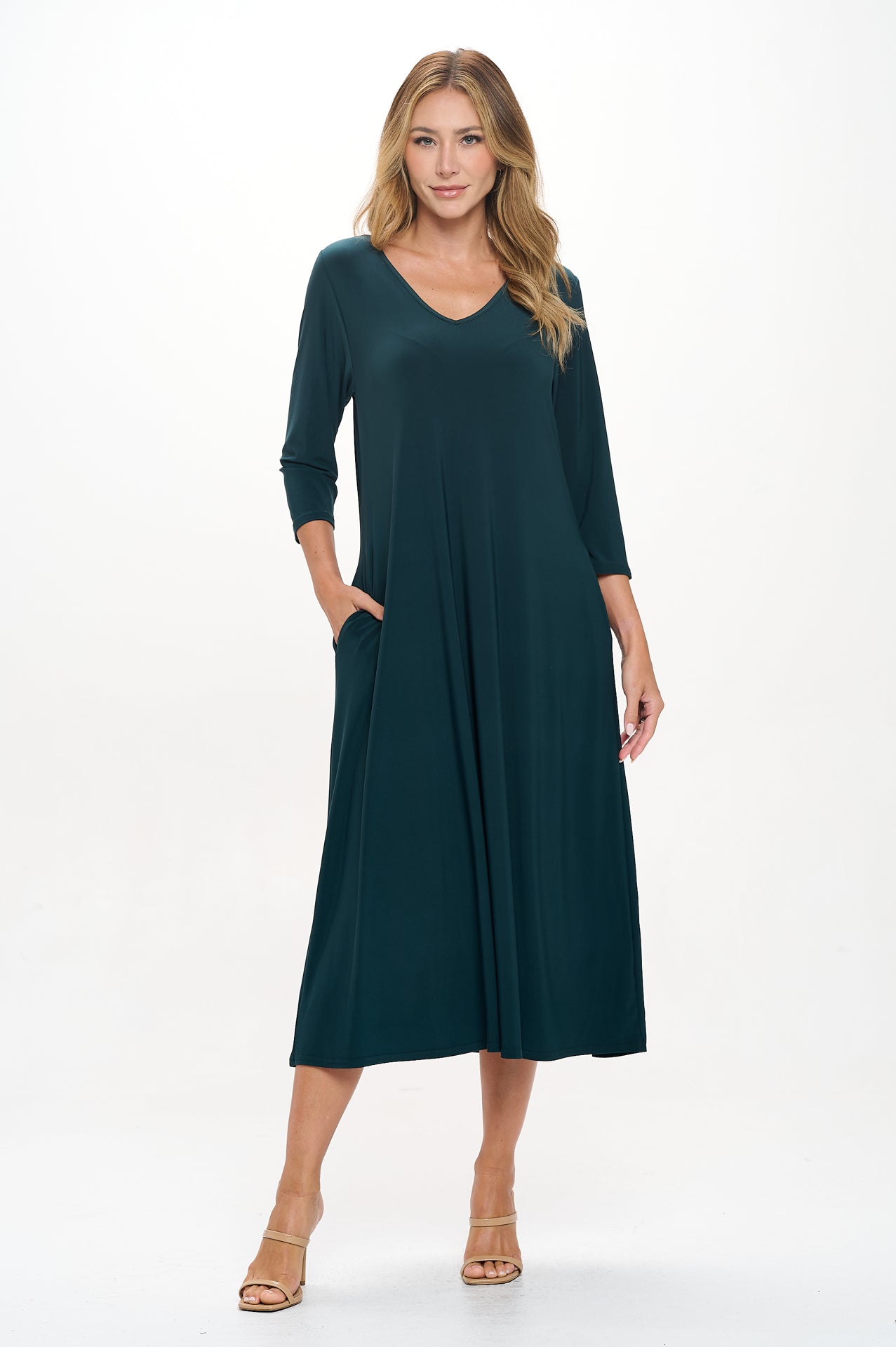 Jostar HIT V-Neck Long Dress W/Pocket (QS)