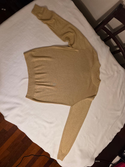 Drapers & Damons Women Metalic Long Sleeve Rounded Neck w/Zipper Size Large Sweater