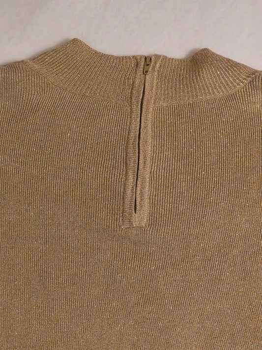 Drapers & Damons Women Metalic Long Sleeve Rounded Neck w/Zipper Size Large Sweater