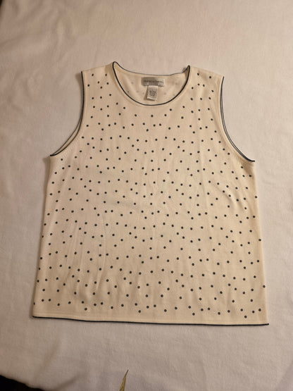 Drapers & Damon Women's 2Piece Polka Dot Sleeveless/ Longsleeve Cartigan Size Large Sweater