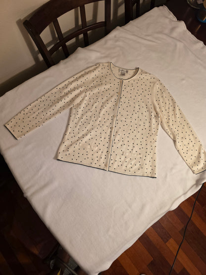 Drapers & Damon Women's 2Piece Polka Dot Sleeveless/ Longsleeve Cartigan Size Large Sweater