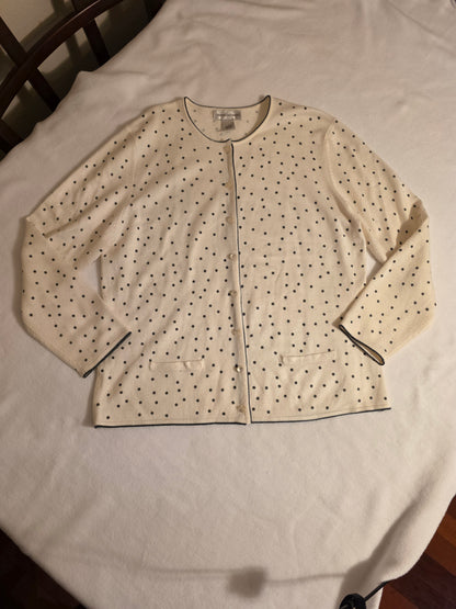 Drapers & Damon Women's 2Piece Polka Dot Sleeveless/ Longsleeve Cartigan Size Large Sweater