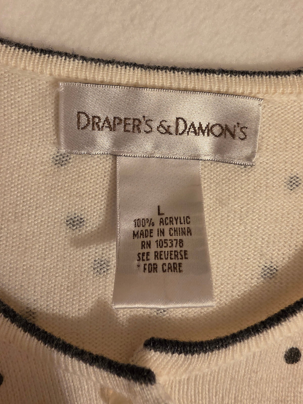 Drapers & Damon Women's 2Piece Polka Dot Sleeveless/ Longsleeve Cartigan Size Large Sweater