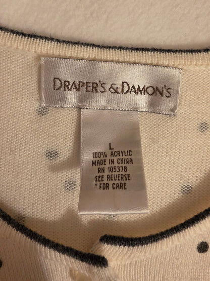 Drapers & Damon Women's 2Piece Polka Dot Sleeveless/ Longsleeve Cartigan Size Large Sweater