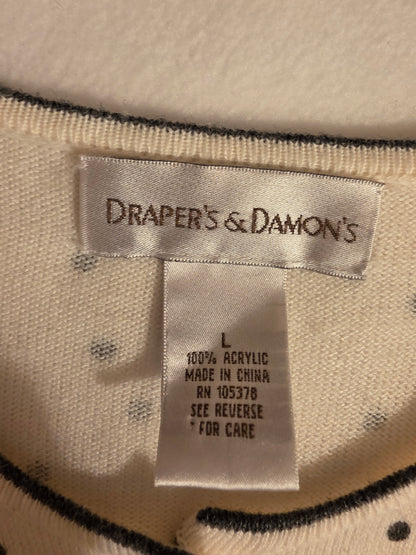Drapers & Damon Women's 2Piece Polka Dot Sleeveless/ Longsleeve Cartigan Size Large Sweater