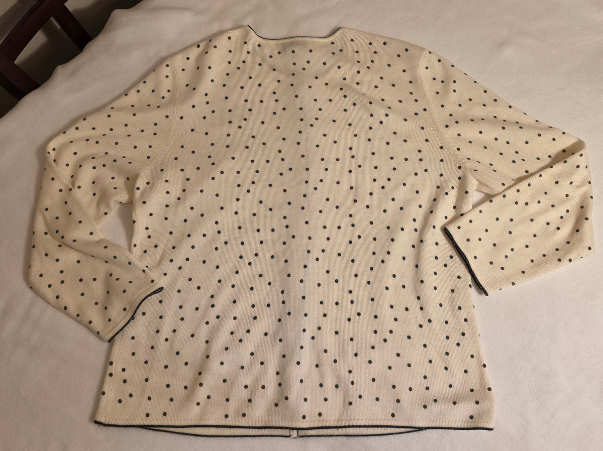 Drapers & Damon Women's 2Piece Polka Dot Sleeveless/ Longsleeve Cartigan Size Large Sweater