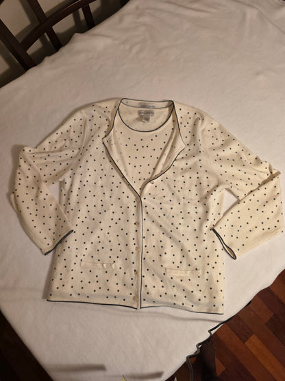 Drapers & Damon Women's 2Piece Polka Dot Sleeveless/ Longsleeve Cartigan Size Large Sweater