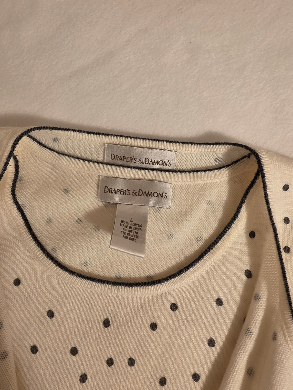 Drapers & Damon Women's 2Piece Polka Dot Sleeveless/ Longsleeve Cartigan Size Large Sweater