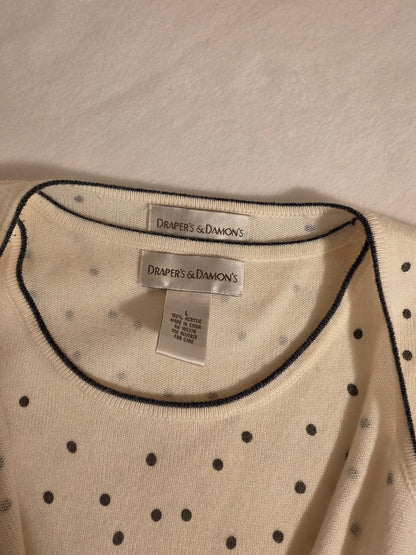 Drapers & Damon Women's 2Piece Polka Dot Sleeveless/ Longsleeve Cartigan Size Large Sweater