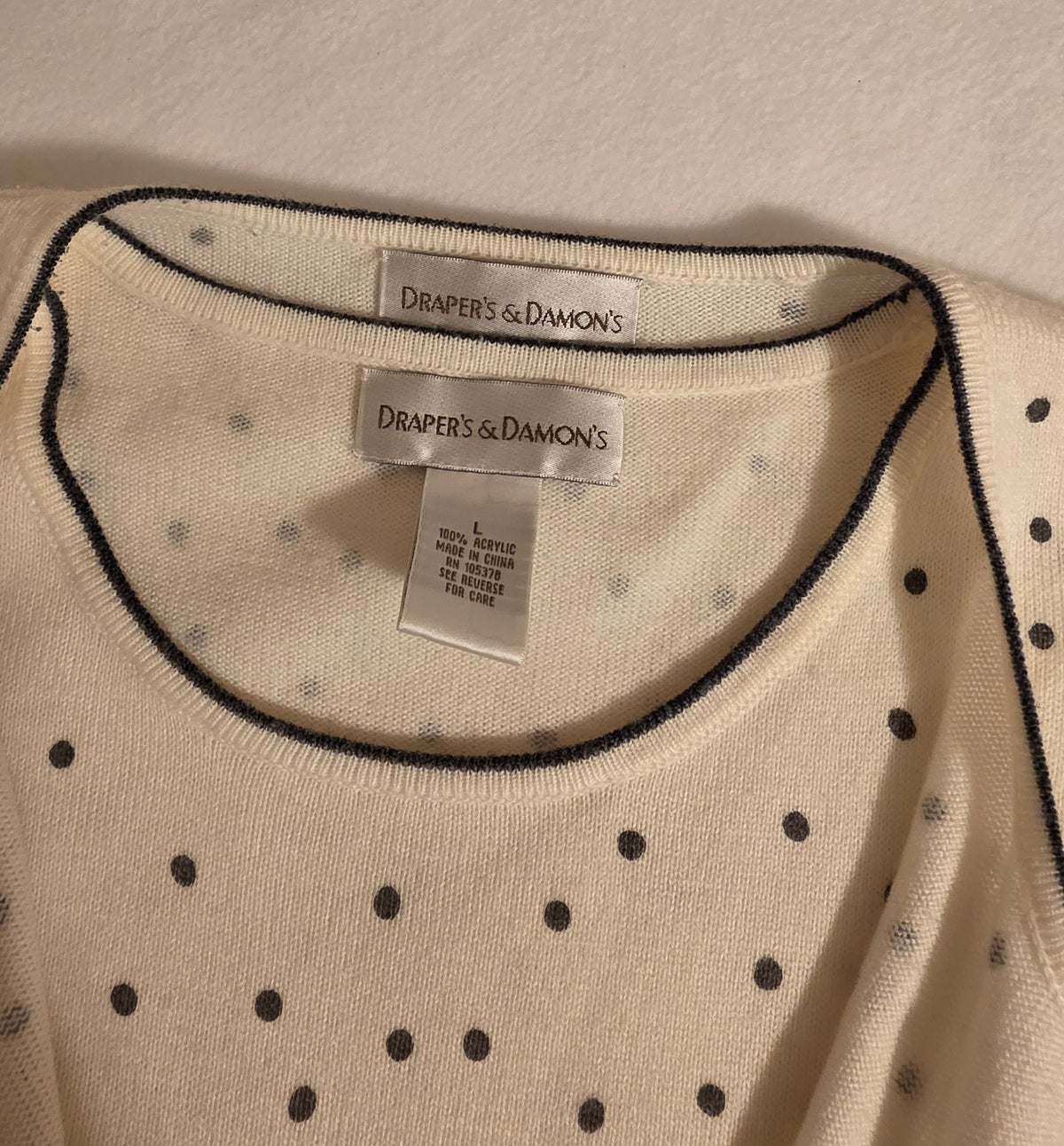 Drapers & Damon Women's 2Piece Polka Dot Sleeveless/ Longsleeve Cartigan Size Large Sweater