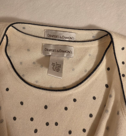 Drapers & Damon Women's 2Piece Polka Dot Sleeveless/ Longsleeve Cartigan Size Large Sweater
