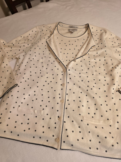 Drapers & Damon Women's 2Piece Polka Dot Sleeveless/ Longsleeve Cartigan Size Large Sweater