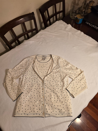 Drapers & Damon Women's 2Piece Polka Dot Sleeveless/ Longsleeve Cartigan Size Large Sweater