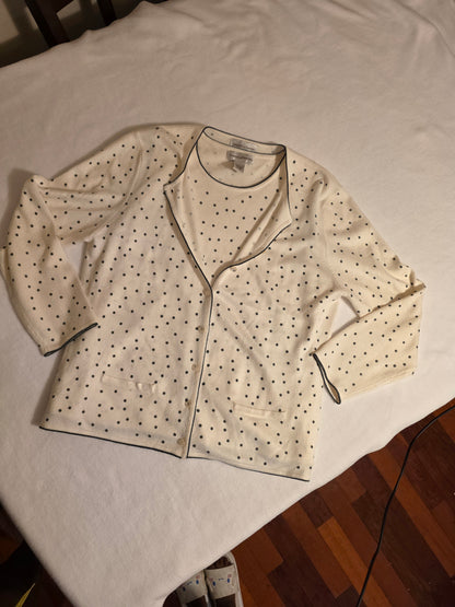 Drapers & Damon Women's 2Piece Polka Dot Sleeveless/ Longsleeve Cartigan Size Large Sweater