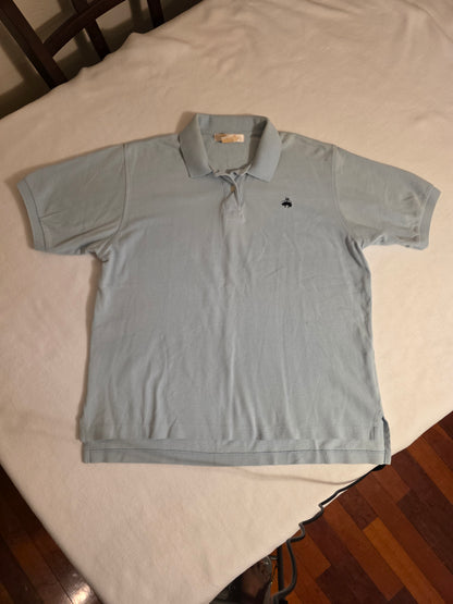 Brooks Brothers Women Sky Blue Pullover 3 Button Collared Large Polo Top