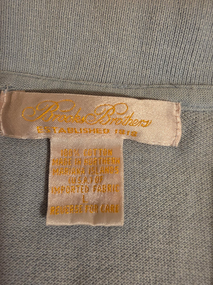 Brooks Brothers Women Sky Blue Pullover 3 Button Collared Large Polo Top
