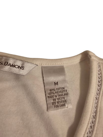 Draper's & Damon's Embroidered Floral Tank Top – Size M  Cream Color Preowned