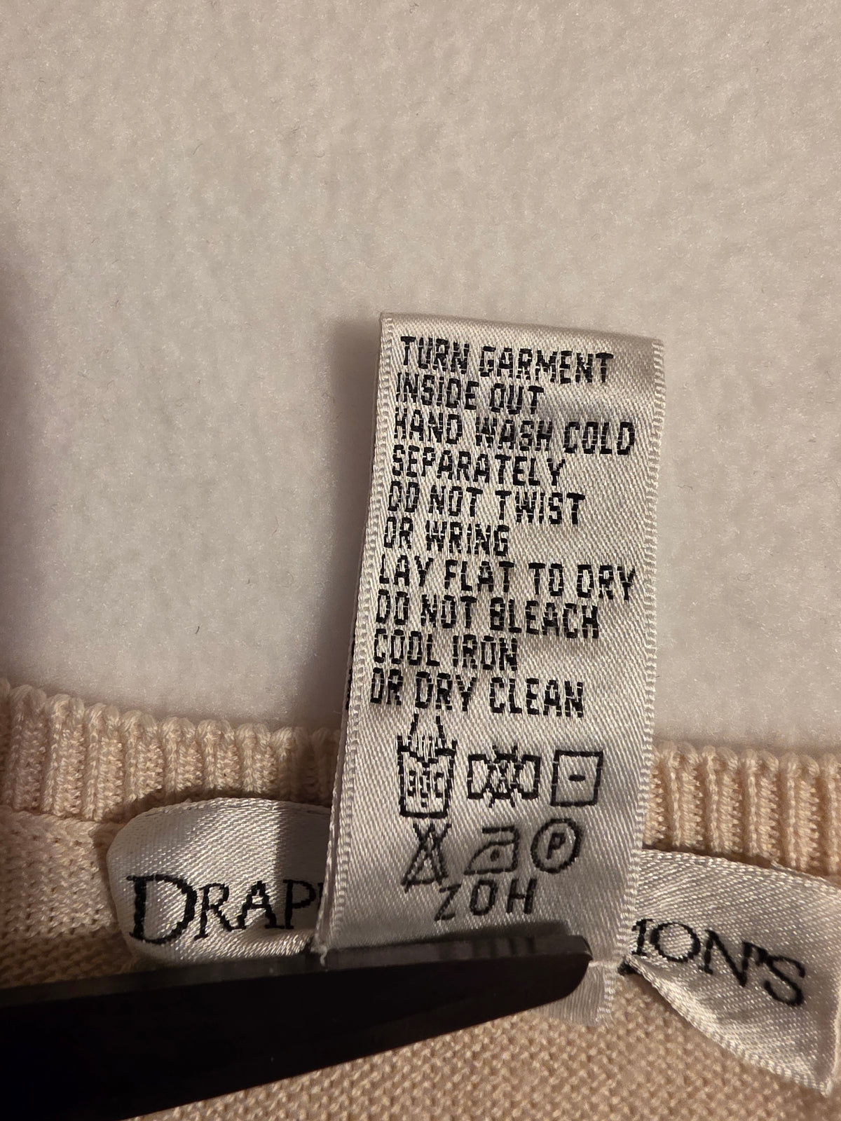 Drapers & Damons Women Round Neck Short Sleeve Pullover Cream Sz Large Sweater