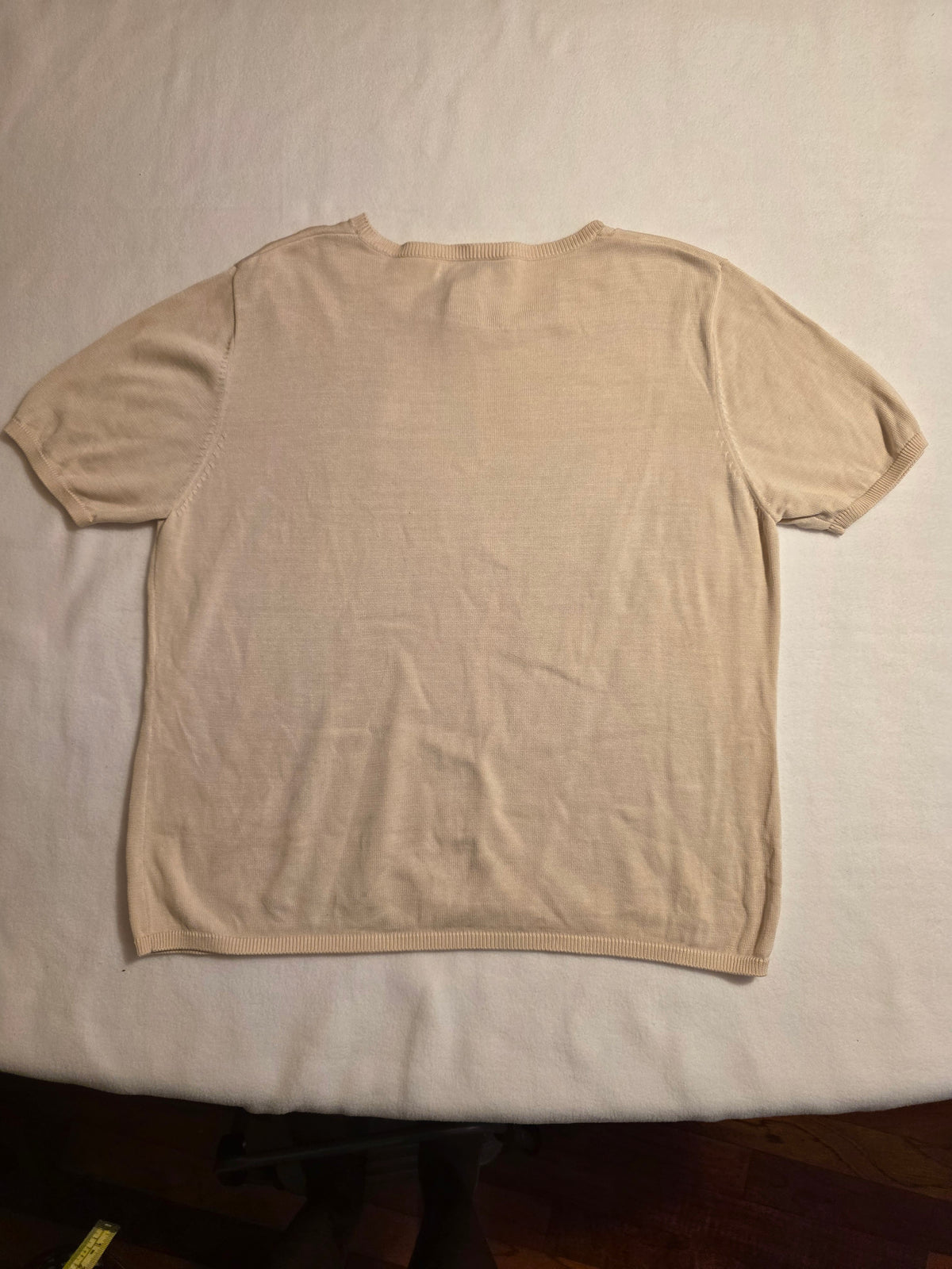 Drapers & Damons Women Round Neck Short Sleeve Pullover Cream Sz Large Sweater