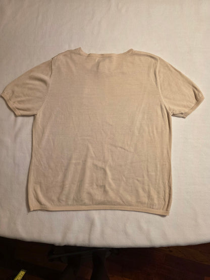 Drapers & Damons Women Round Neck Short Sleeve Pullover Cream Sz Large Sweater