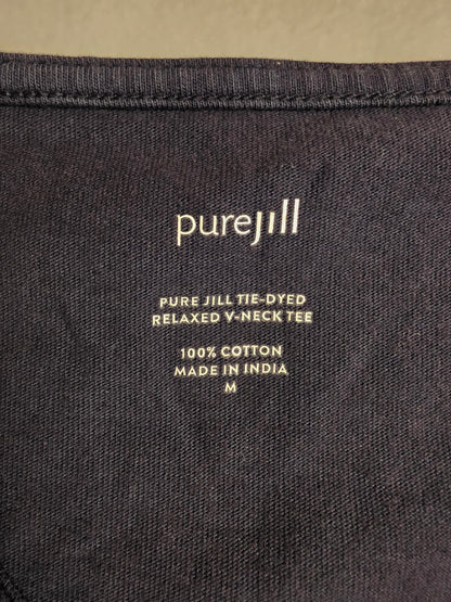 Pure Jill Women Blue w/White Stripe Long Sleeve Sweater w/Pockets
