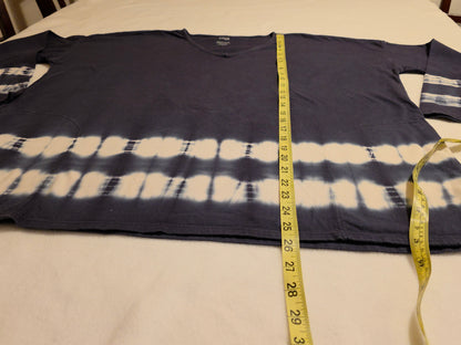 Pure Jill Women Blue w/White Stripe Long Sleeve Sweater w/Pockets