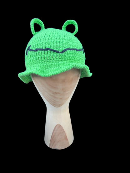 Knitted Frog Bucket Hat