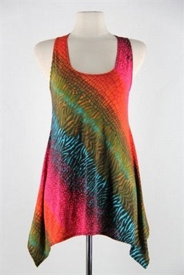 Jostar 3/4 sleeve 2 point top - tie dye - polyester/spandex