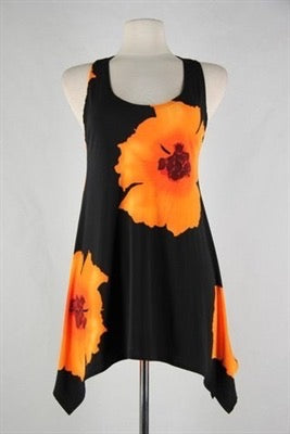 Jostar Two point tank top - orange big flower - polyester/spandex