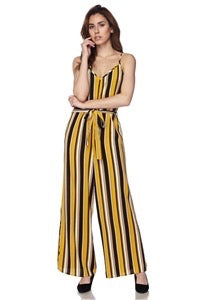 Jumpsuit - mustard/black/white stripes