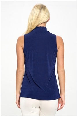 Jostar Mock Neck Tank Top - Navy - Polyester/Spandex