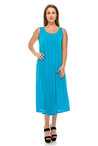 Jostar Long Tank Dress - Turquoise - Polyester/Spandex