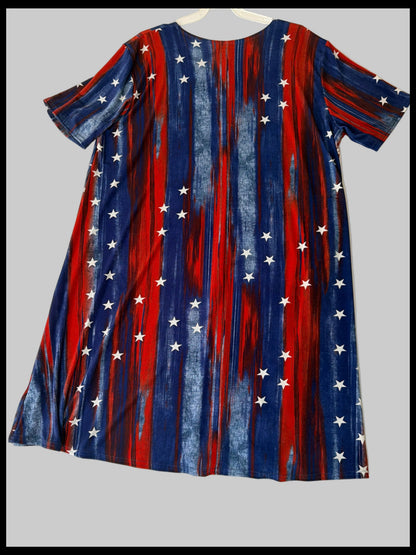 Jostar Missy Red and Blue with White Stars Women's Stretch Dress