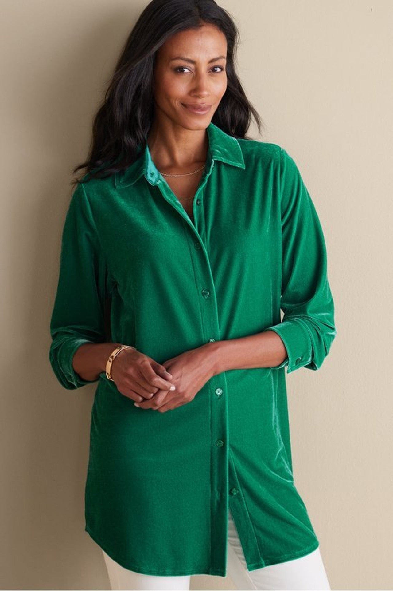 Soft Surroundings Velvet Boyfriend Tunic Shirt