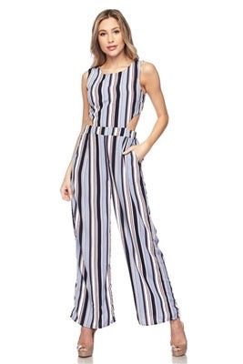 Jumpsuit - mustard/black/white stripes